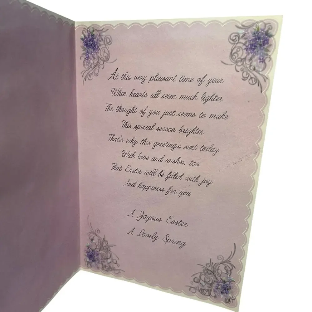 Vtg 1950’s American Greetings lilac Framed 3D Easter Card, NOS, USA